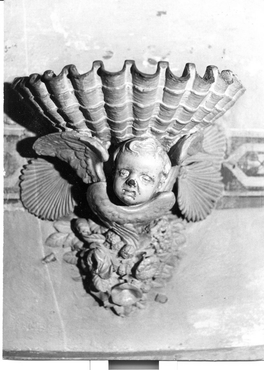 acquasantiera da parete, opera isolata - bottega umbra (sec. XVII)