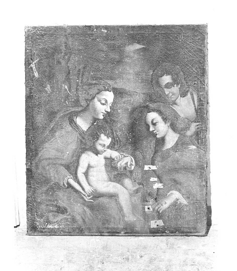Vergine con il Bambino con la prefigurazione della Crocifissione, Madonna con Bambino e altri personaggi (dipinto, opera isolata) - ambito umbro (sec. XVIII)