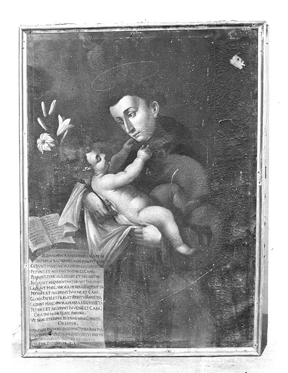 Sant'Antonio da Padova con il bambino (dipinto, opera isolata) - ambito Italia centrale (sec. XVIII)