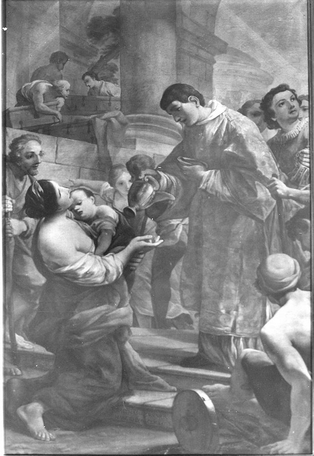 San Lorenzo distribuisce ai poveri i tesori della chiesa, San Lorenzo (dipinto, opera isolata) di Orsini Baldassarre (attribuito) (sec. XVIII)