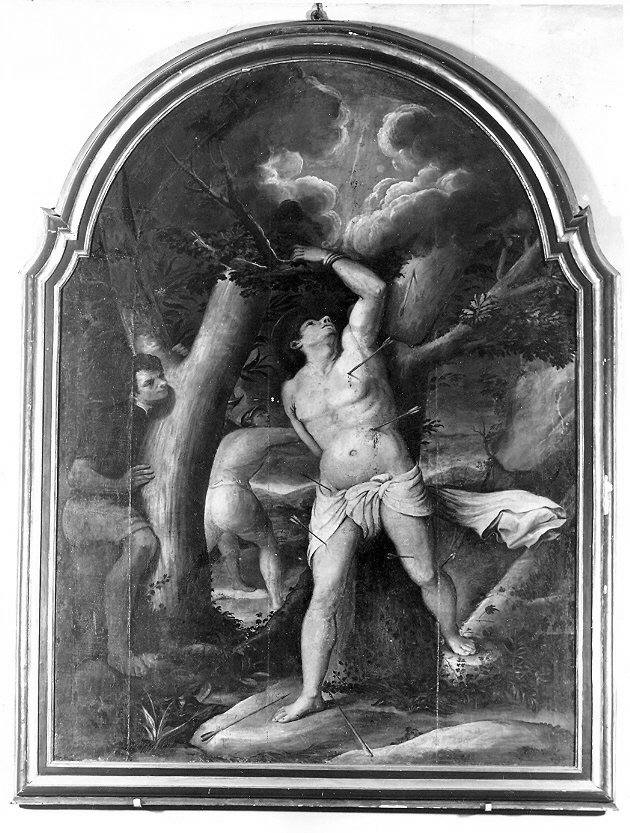 martirio di San Sebastiano (dipinto, opera isolata) di Alfani Orazio di Domenico (attribuito) (sec. XVI)