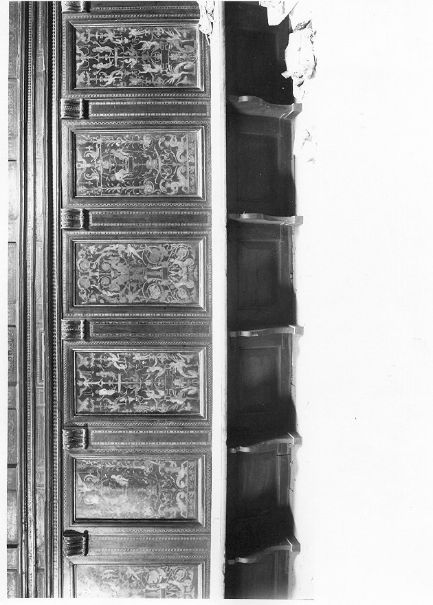 stalli del coro, elemento d'insieme di Giuliano da Maiano (attribuito), Del Tasso Domenico (attribuito) (sec. XVI)