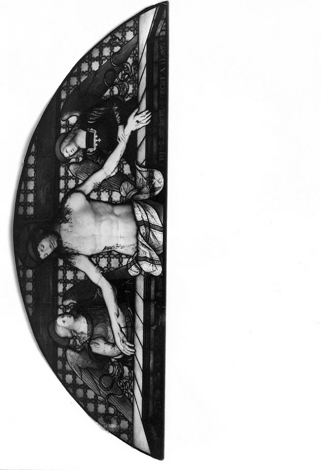 Pietà (vetrata, elemento d'insieme) di Moretti Tito (attribuito) (sec. XIX)