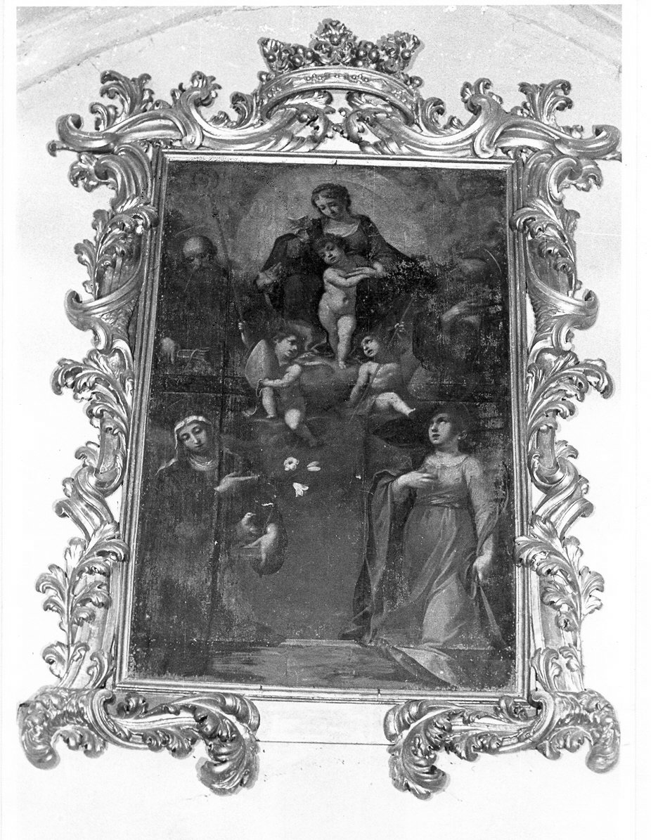 Madonna con Bambino in gloria fra Santi, Madonna con Bambino in gloria (dipinto, insieme) di Scaramuccia Giovanni Antonio (attribuito) (primo quarto sec. XVII)