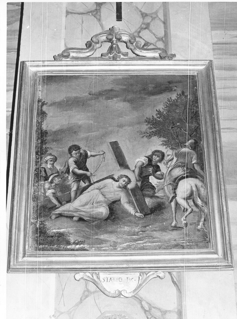 stazione IX: Gesù cade sotto la croce la terza volta (dipinto, elemento d'insieme) - ambito Italia centrale (sec. XVIII)