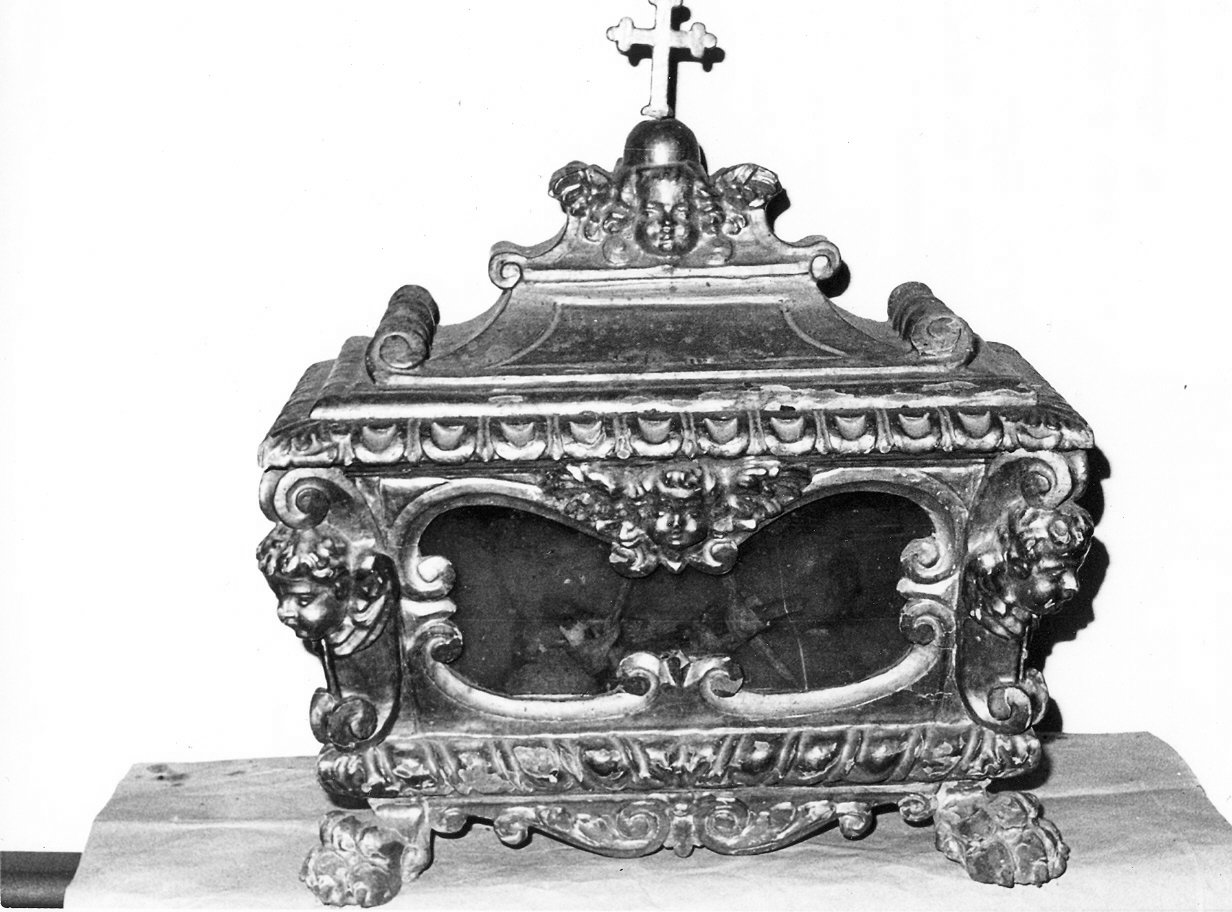 reliquiario a teca - a urna, opera isolata - bottega Italia centrale (sec. XVII)