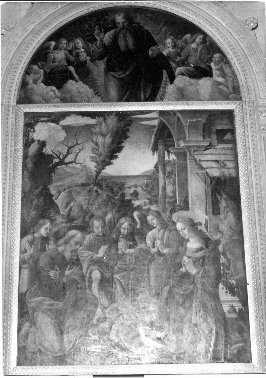 natività di Gesù (dipinto, elemento d'insieme) di Caporali Giovan Battista detto Bitte (attribuito) (sec. XVI)