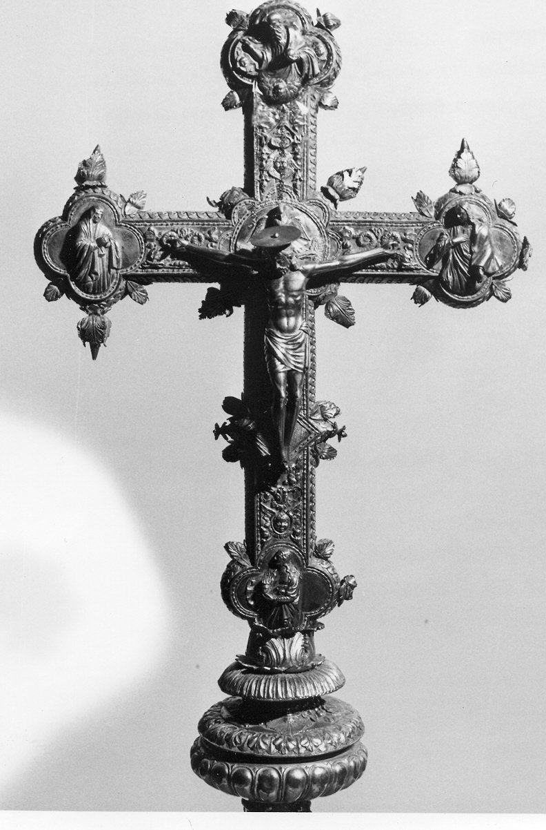 croce processionale, elemento d'insieme - bottega perugina (sec. XVI)