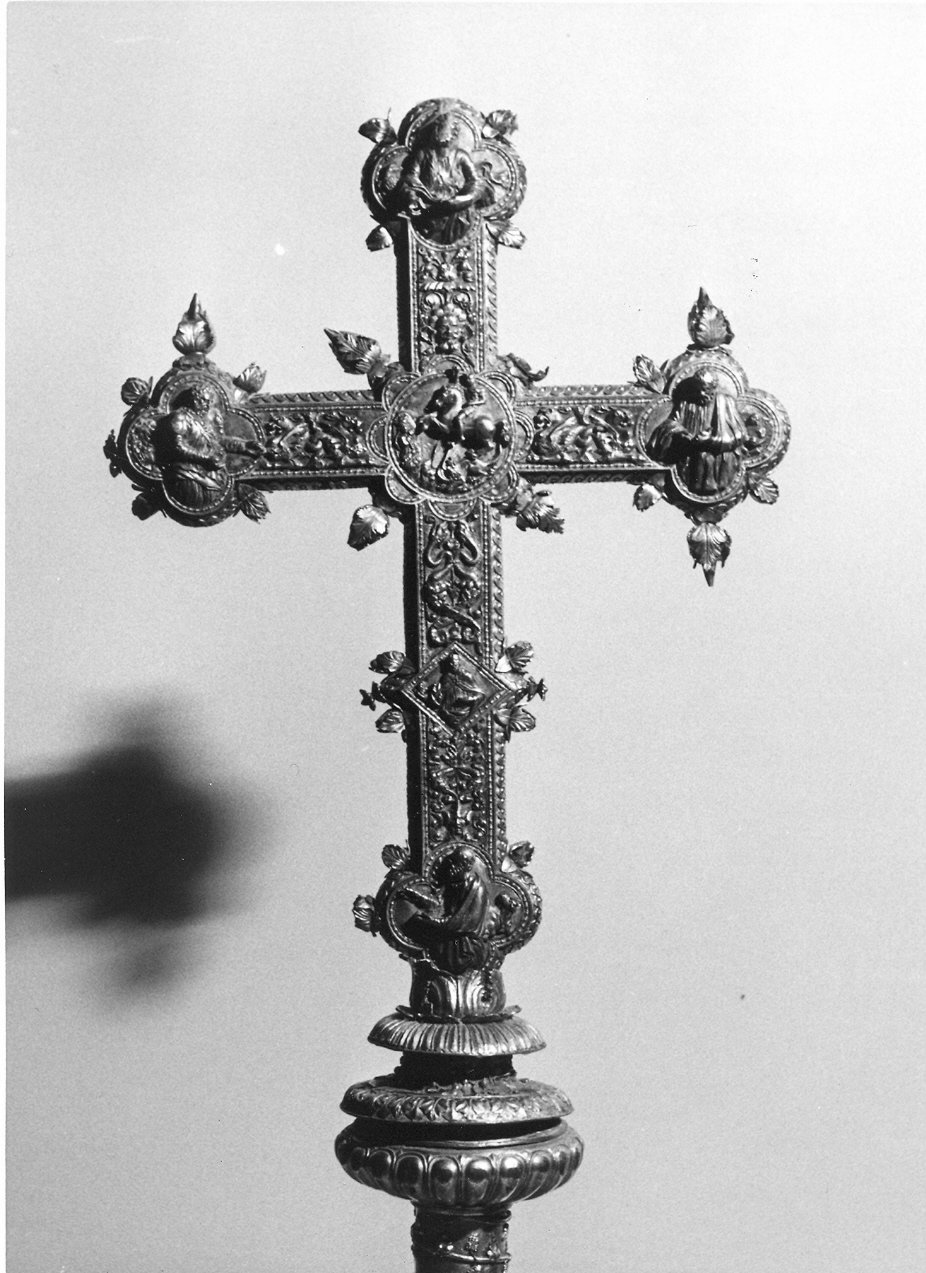 croce processionale, elemento d'insieme - bottega perugina (sec. XVI)