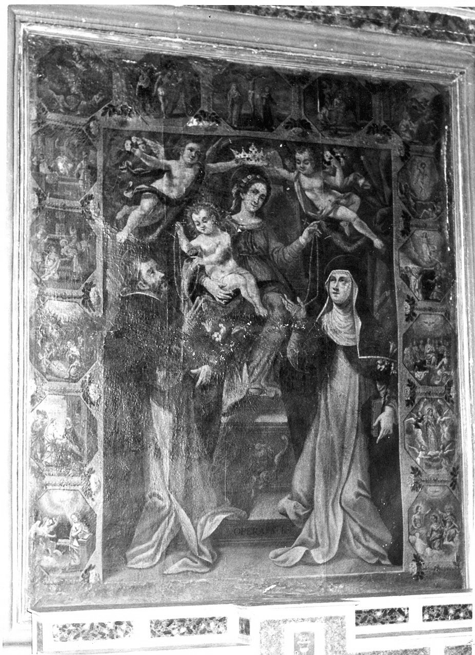 Madonna del Rosario con San Domenico e Santa Caterina da Siena (dipinto, opera isolata) - ambito umbro (sec. XVI)