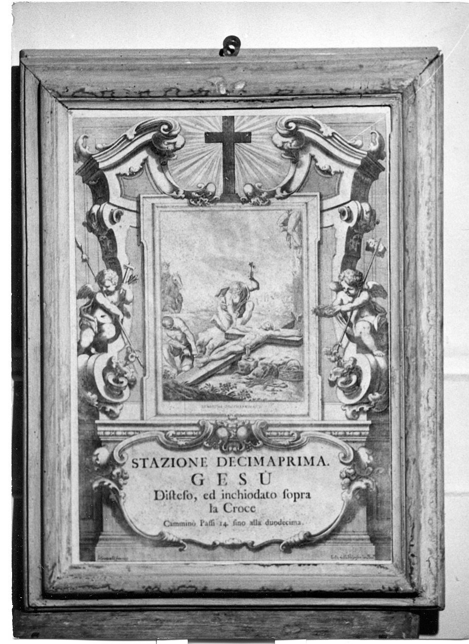 stazione XI: Gesù inchiodato alla croce (Via Crucis, elemento d'insieme) - ambito Italia centrale (sec. XVIII)