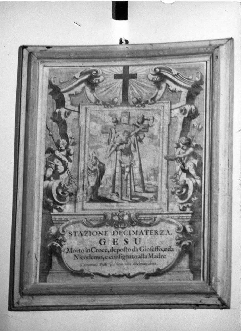 stazione XIII: Gesù deposto dalla croce (Via Crucis, elemento d'insieme) - ambito Italia centrale (sec. XVIII)