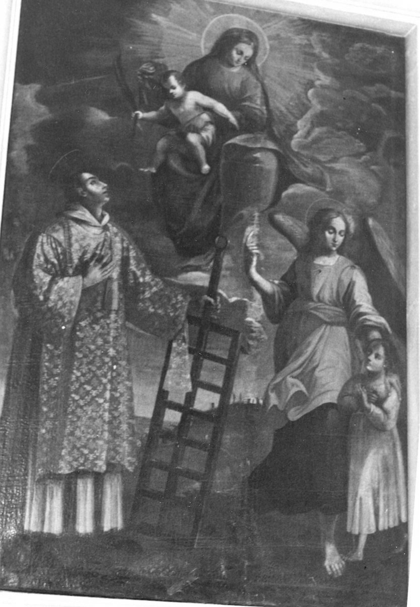 Madonna con Bambino e altri personaggi (dipinto, opera isolata) - ambito Italia centrale (sec. XVII)