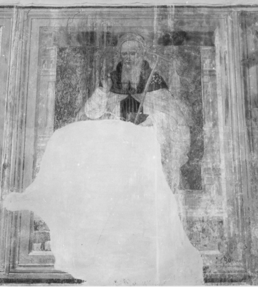 Sant'Antonio Abate (dipinto, complesso decorativo) di Giovanni di Pietro detto Spagna (cerchia) (sec. XVI)