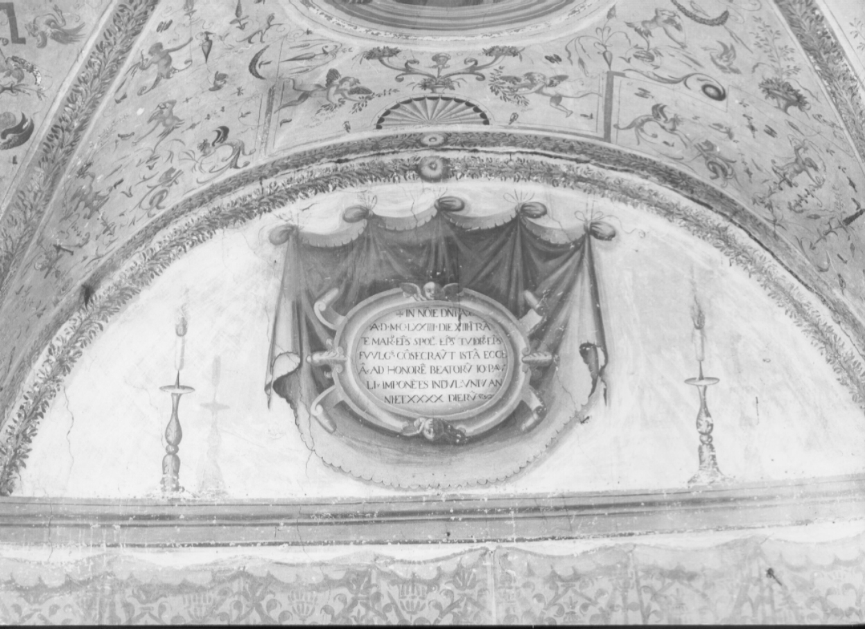 Madonna in gloria tra Santi martiri, Cristo in pietà, Quattro Evangelisti, motivi decorativi (dipinto, complesso decorativo) di Giglia Piermatteo (attribuito) (seconda metà sec. XVI, sec. XVIII)