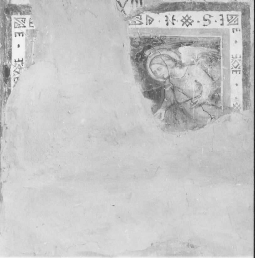 angelo annunciante (dipinto, frammento) - ambito umbro-laziale (seconda metà sec. XIV)