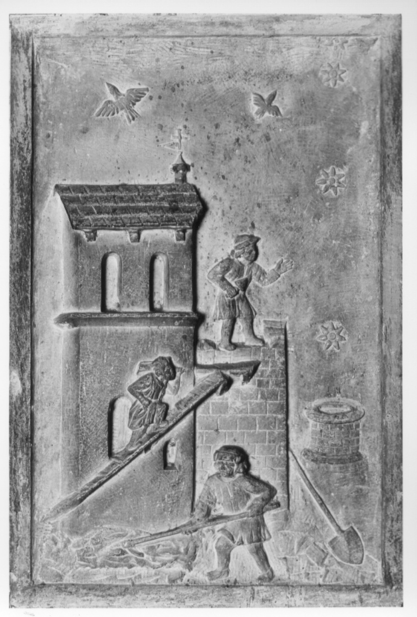 costruzione dell'ospizio-befotrofio nel Monastero della Stella (rilievo, elemento d'insieme) di Grazzini Benedetto da Rovezzano (attribuito) (sec. XVI)