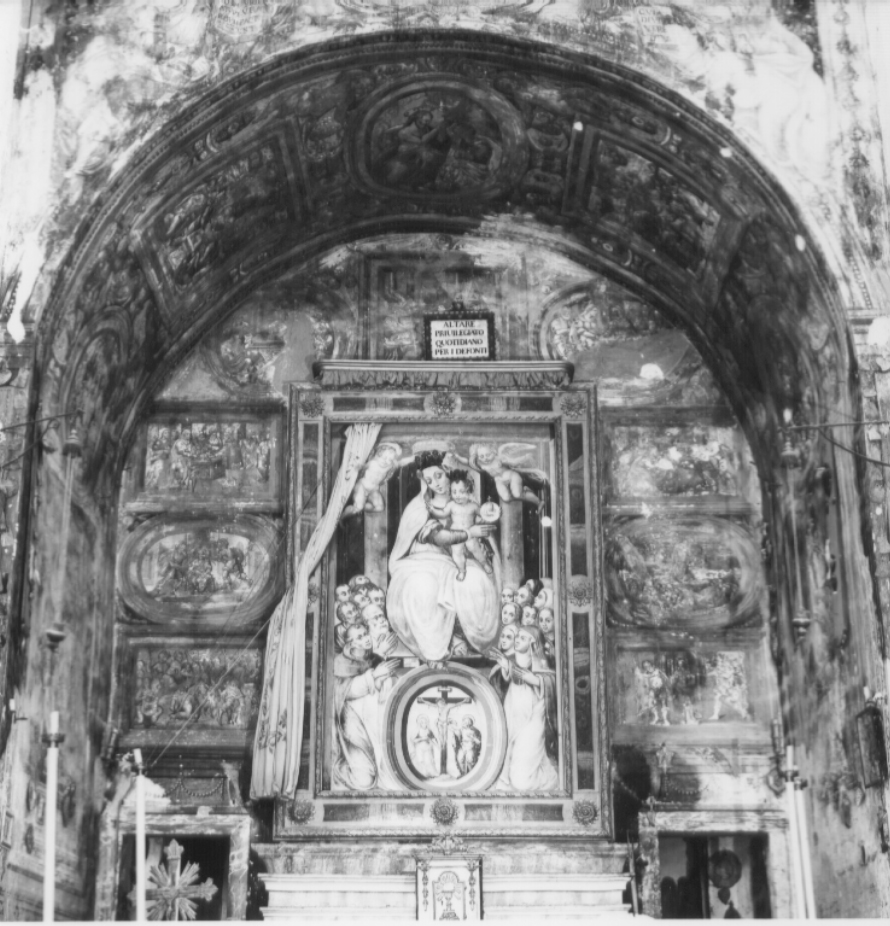 Madonna con Bambino e devoti (dipinto, complesso decorativo) di Angelucci Fabio di Gaspare (attribuito) (sec. XVI)