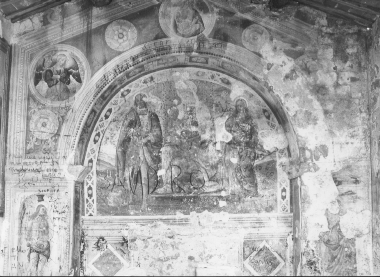 Madonna in trono con Bambino e Santi (dipinto, complesso decorativo) di Giovanni di Pietro detto Spagna (maniera) (prima metà sec. XVI)