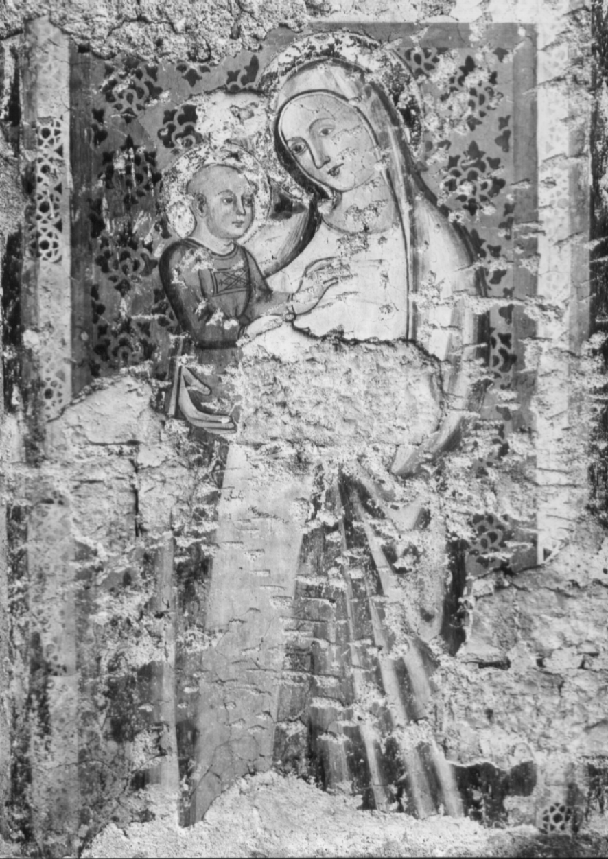 Madonna con Bambino (dipinto, complesso decorativo) - ambito Italia centrale (prima metà sec. XV)