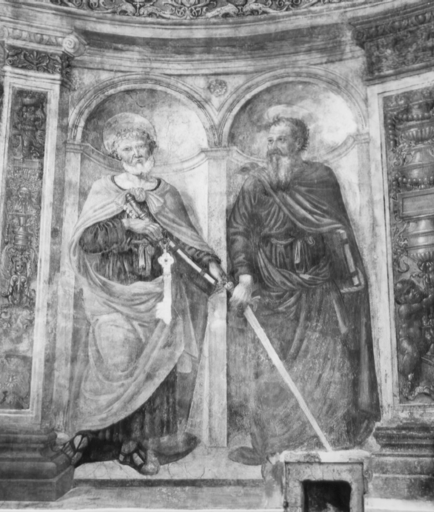 San Pietro e San Paolo (dipinto, complesso decorativo) di Giovanni di Pietro detto Spagna (scuola) (sec. XVI)