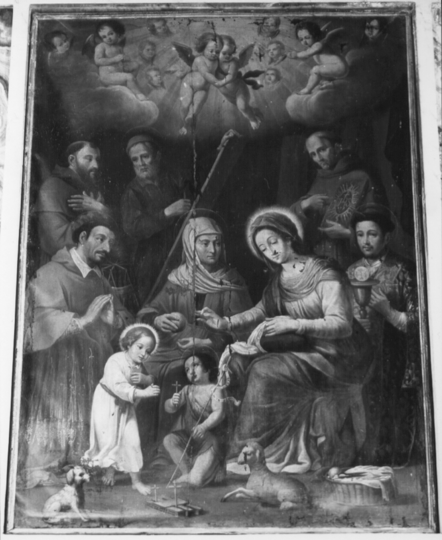 Sacra Famiglia con Sant'Anna e San Giovanni Battista bambino (dipinto, opera isolata) - ambito Italia centrale (sec. XVII)