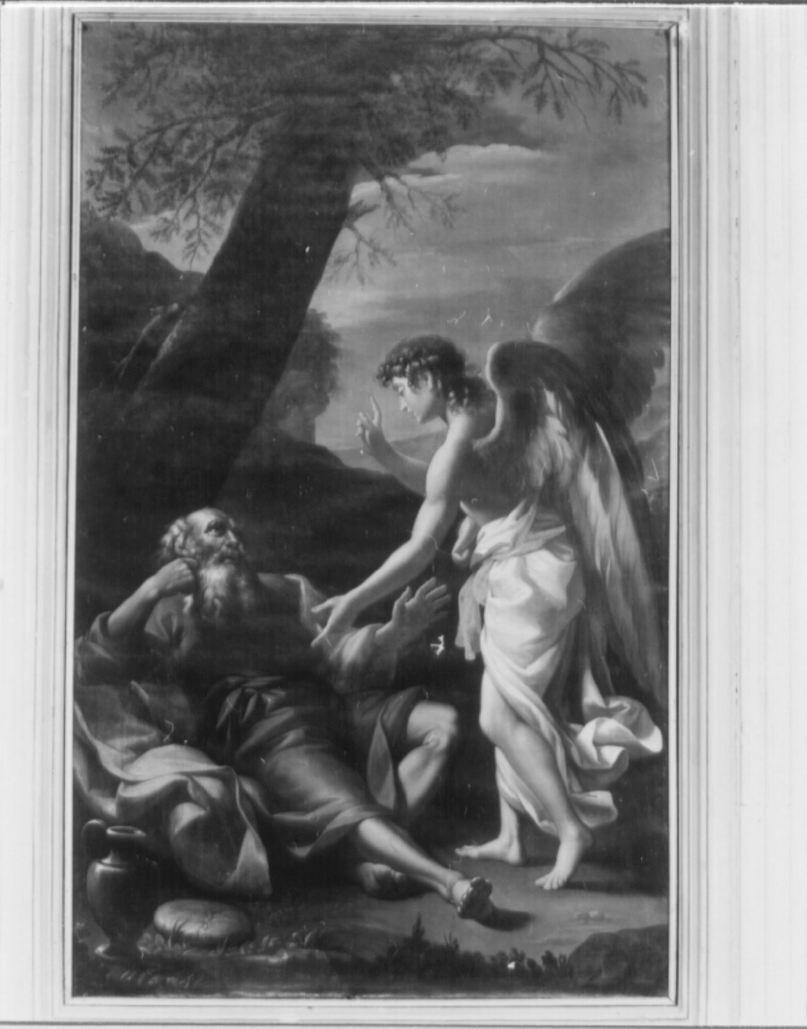 Elia nel deserto nutrito dall'angelo (dipinto, opera isolata) di Labruzzi Pietro (attribuito) (sec. XVIII)