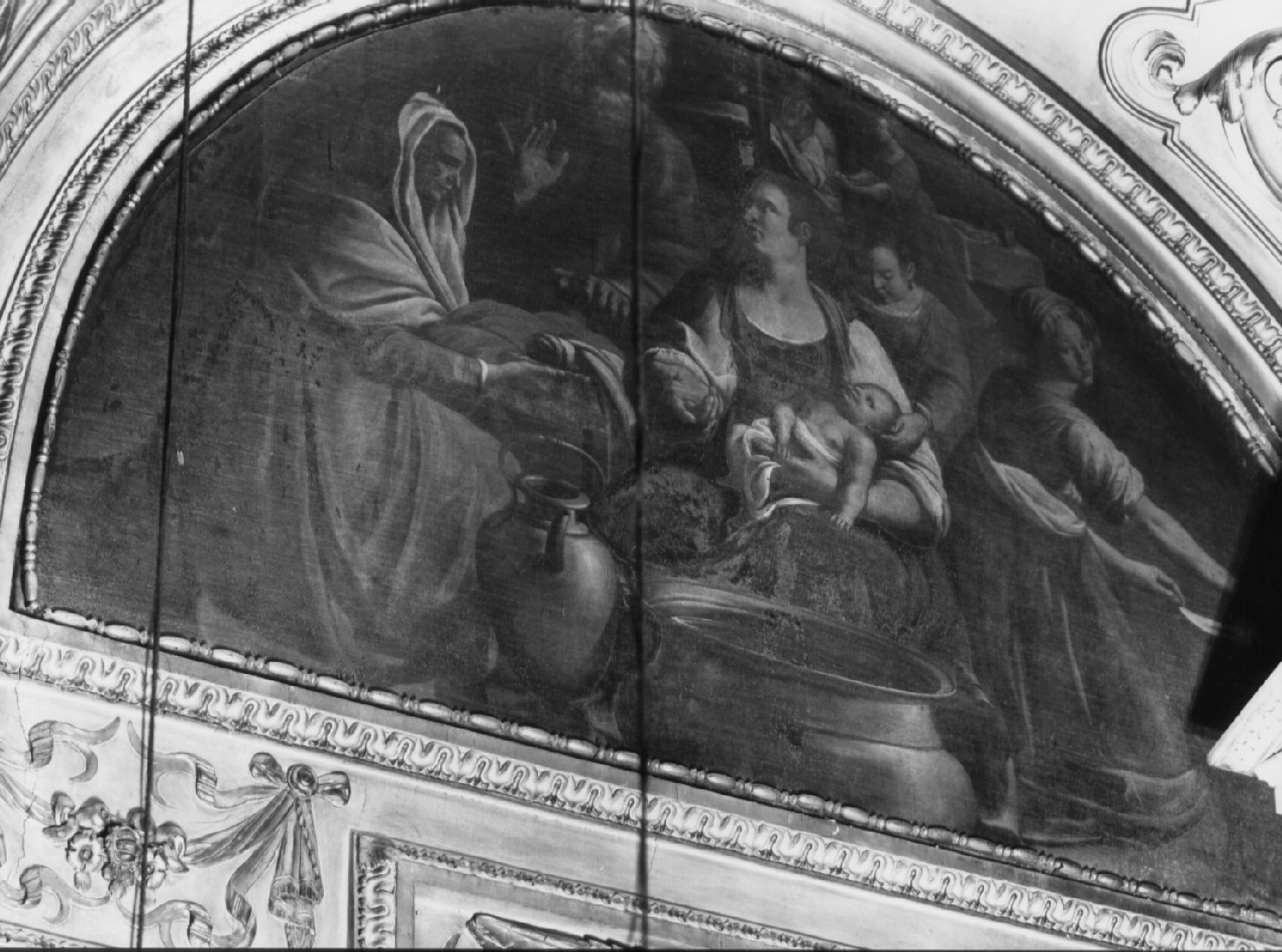 nascita di Maria Vergine (dipinto, opera isolata) di Mola Giovan Battista (attribuito) (prima metà sec. XVII)