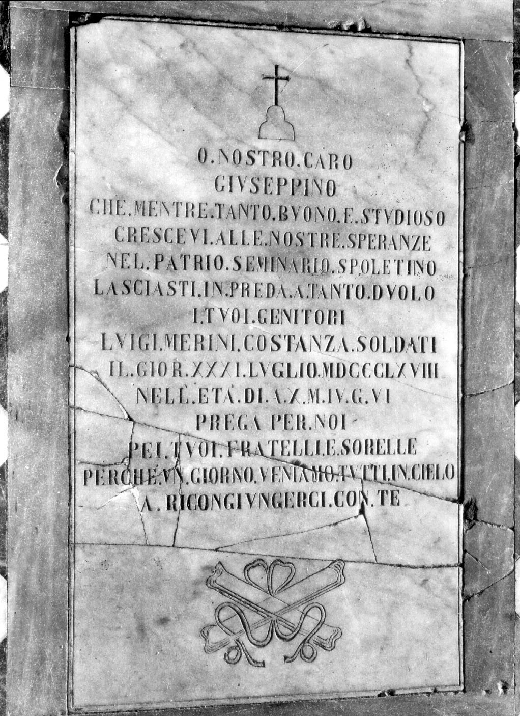 lapide commemorativa, opera isolata - bottega umbra (sec. XIX)