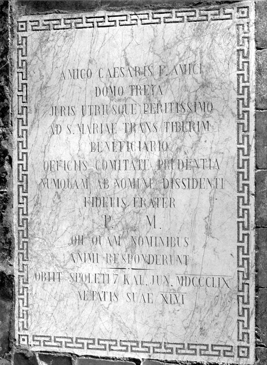 lapide commemorativa, opera isolata - bottega umbra (sec. XIX)