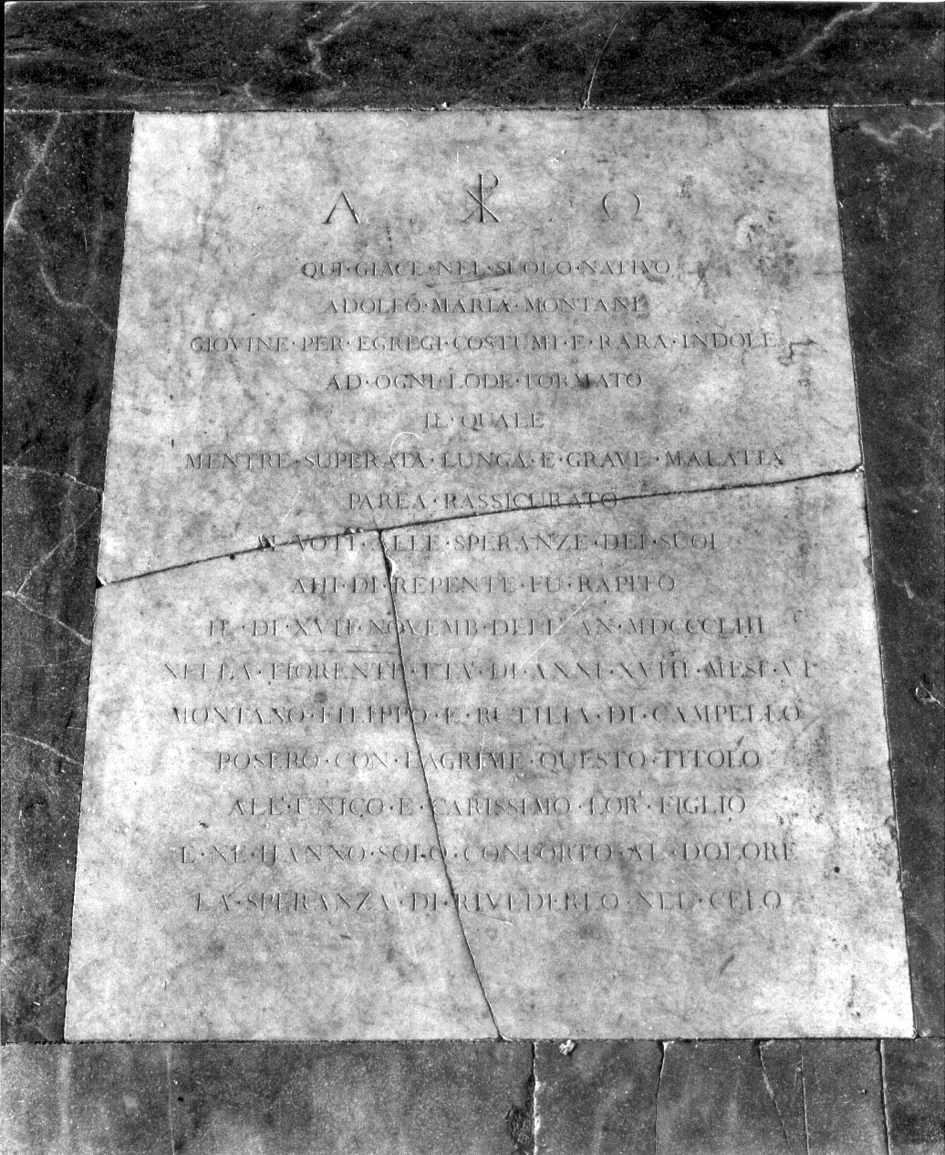 lapide commemorativa, opera isolata - bottega umbra (sec. XIX)