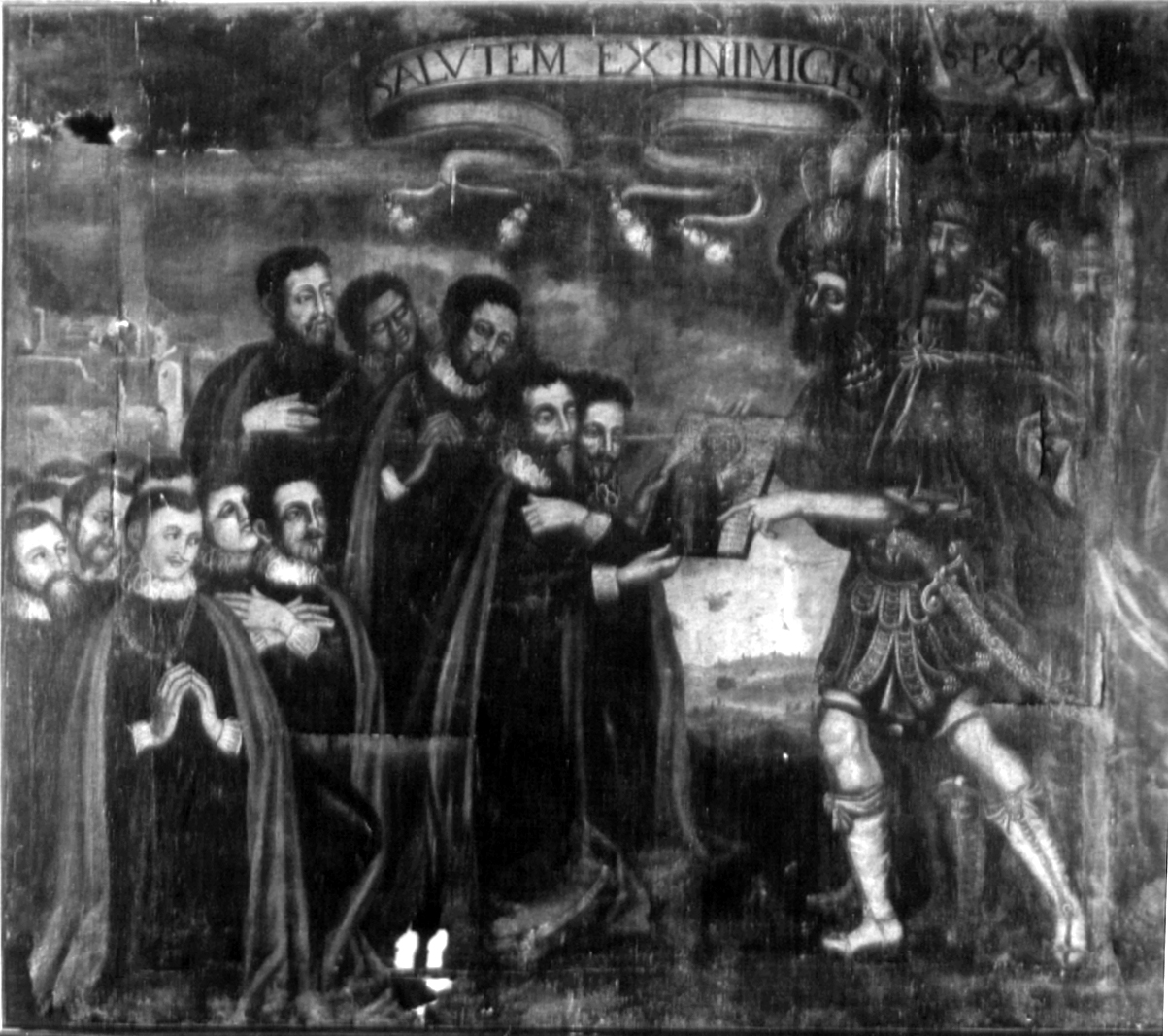 Federico Barbarossa dona l'icona alla città di Spoleto (dipinto, opera isolata) - ambito Italia centrale (sec. XVII)