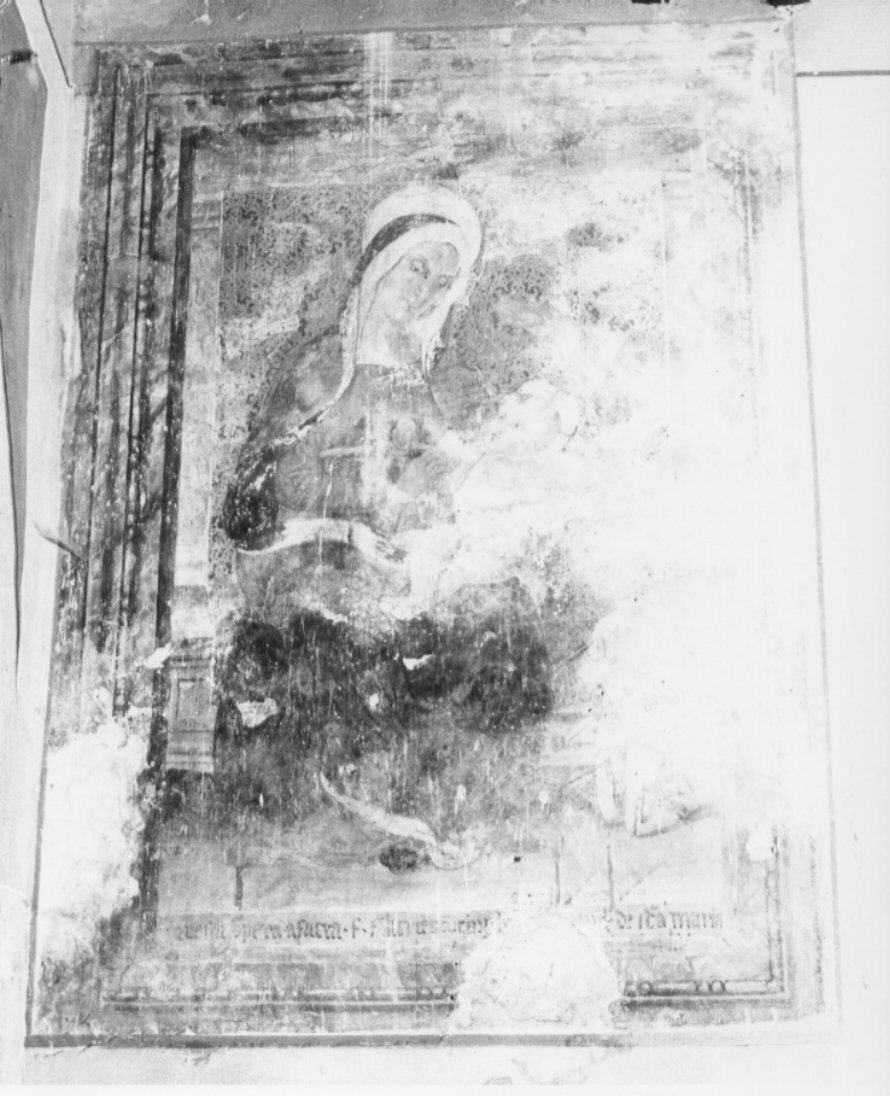 Madonna in trono con Bambino e San Sebastiano (dipinto, opera isolata) di Giovanni di Pietro detto Spagna (maniera) (prima metà sec. XVI)