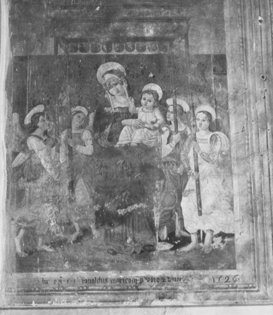 Madonna con Bambino e angeli (ex voto, opera isolata) di Giovanni di Pietro detto Spagna (maniera) (sec. XVI)