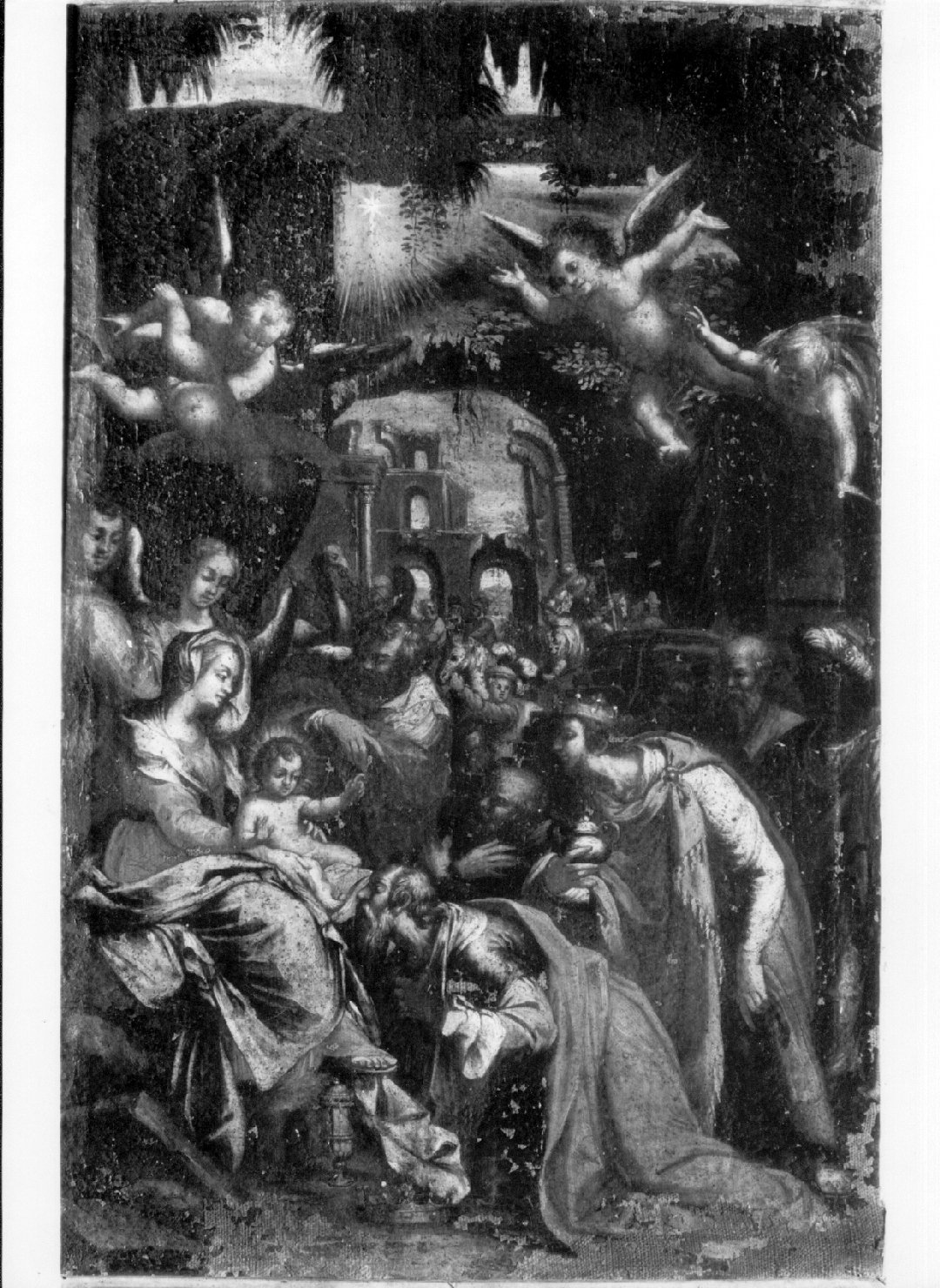 adorazione dei Re Magi (dipinto, opera isolata) - ambito umbro-laziale (prima metà sec. XVII)