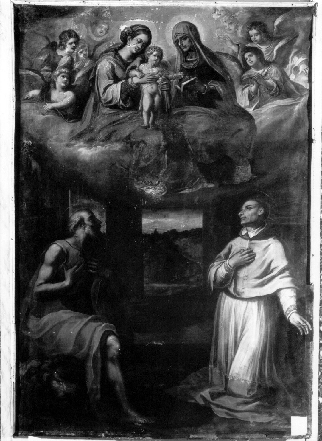 Madonna con Bambino e Santi (dipinto, opera isolata) di Nucci Avanzino (attribuito) (inizio sec. XVII)