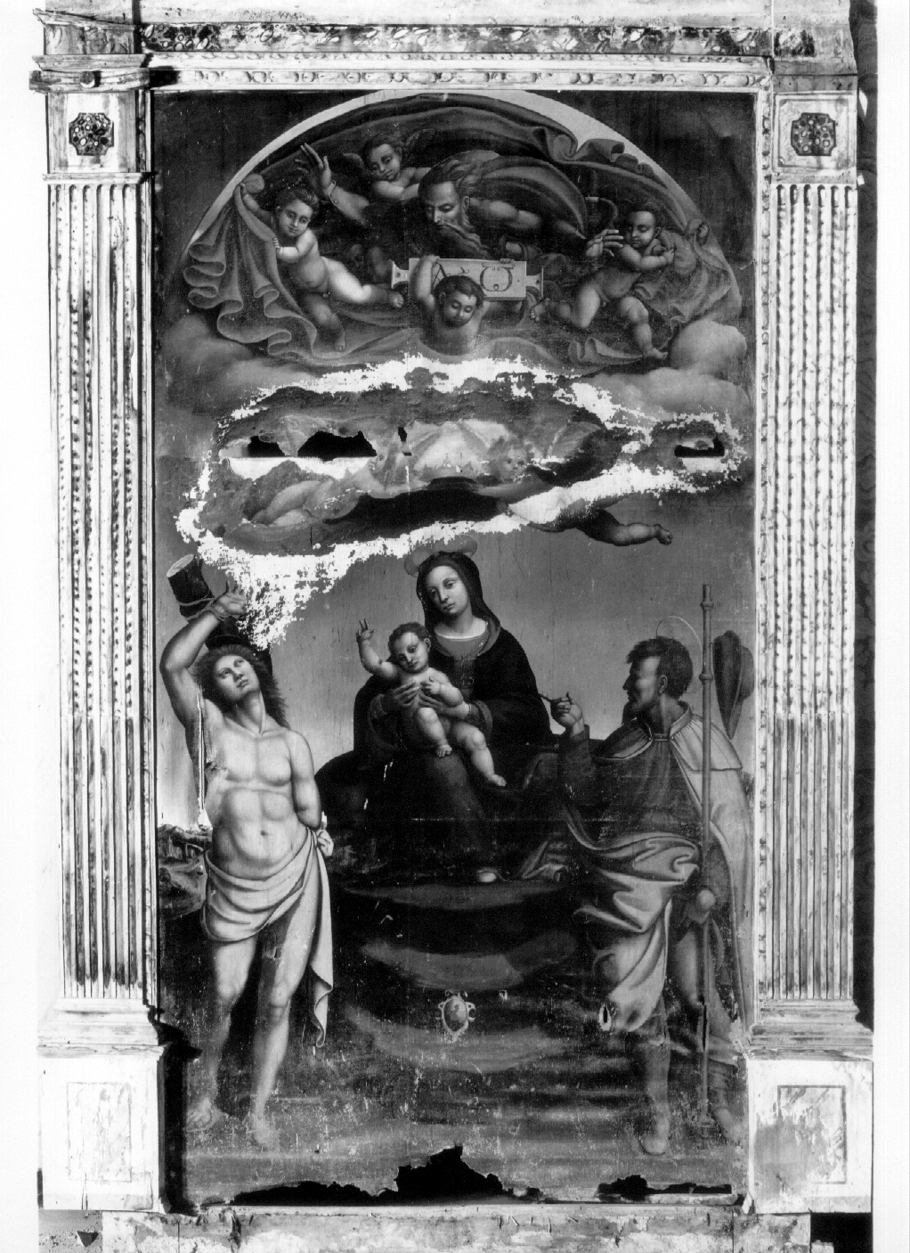 Madonna in trono con Bambino e Santi (dipinto, opera isolata) di Antonio da Faenza (maniera) (inizio sec. XVI)