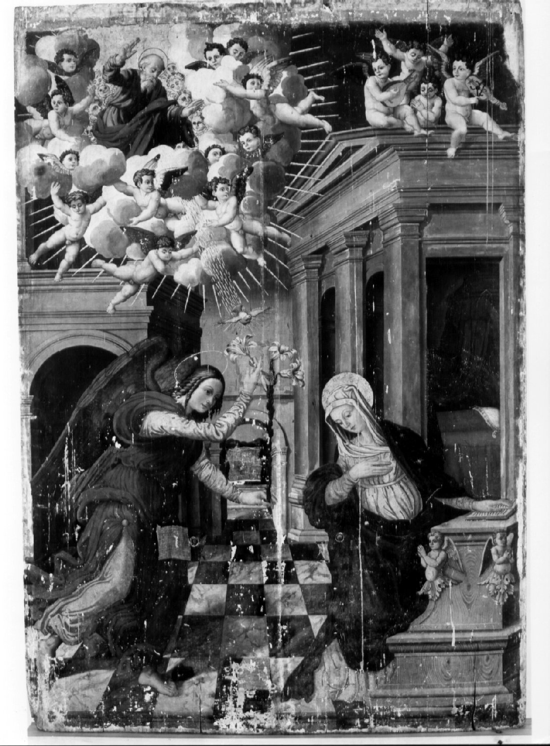 Annunciazione (dipinto, elemento d'insieme) di Magistris Giovanni Andrea de (sec. XVI)