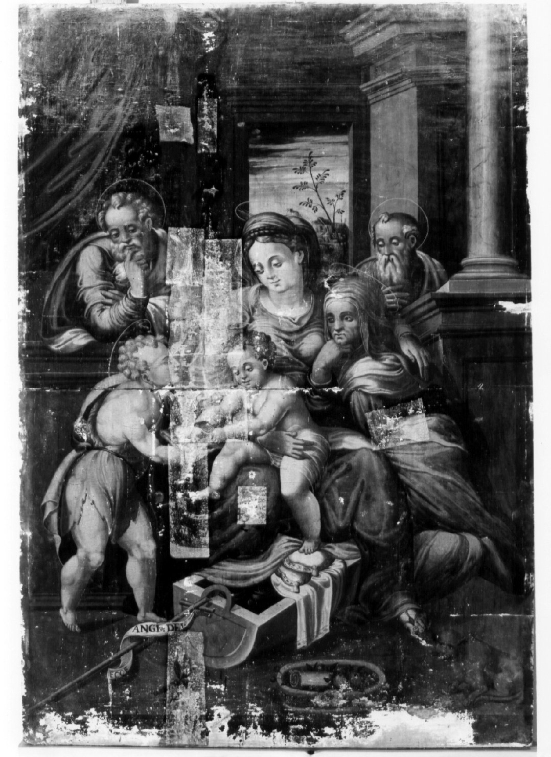 Sacra Famiglia (dipinto, opera isolata) di Angelucci Camillo di Gaspare (attribuito) (sec. XVI)