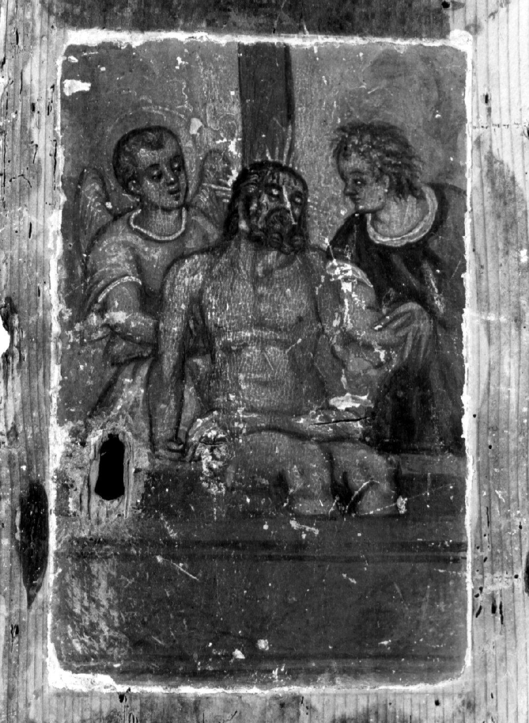 deposizione di Cristo dalla croce (sportello di tabernacolo, frammento) - ambito umbro (sec. XVI)