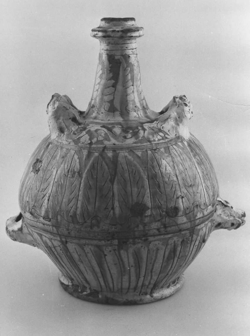 fiasca di pellegrinaggio, opera isolata - bottega emiliana (secc. XVI/ XVII)