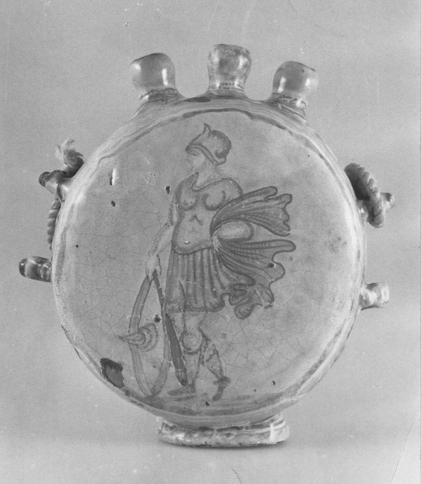 fiasca di pellegrinaggio, opera isolata - bottega italiana (secc. XVII/ XVIII)