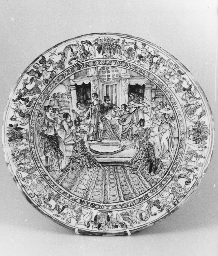 piatto da pompa, opera isolata - bottega abruzzese (sec. XVII)