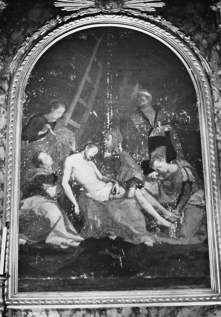 Cristo deposto dalla croce (dipinto, opera isolata) - bottega Italia centrale (sec. XVI)