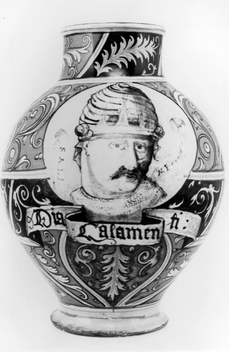 vaso da farmacia, opera isolata - bottega Europa nord-occidentale (fine/inizio secc. XVI/ XVII)