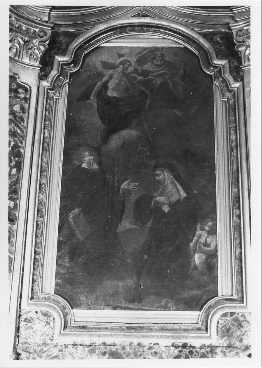 La Trinità e i SS. Benedetto e Scolastica (dipinto, elemento d'insieme) - ambito umbro (sec. XVIII)