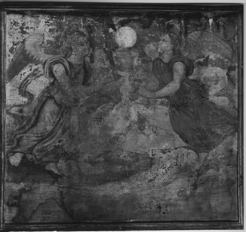 angeli che sorreggono un calice (stendardo, opera isolata) - ambito Italia centrale (sec. XVII)