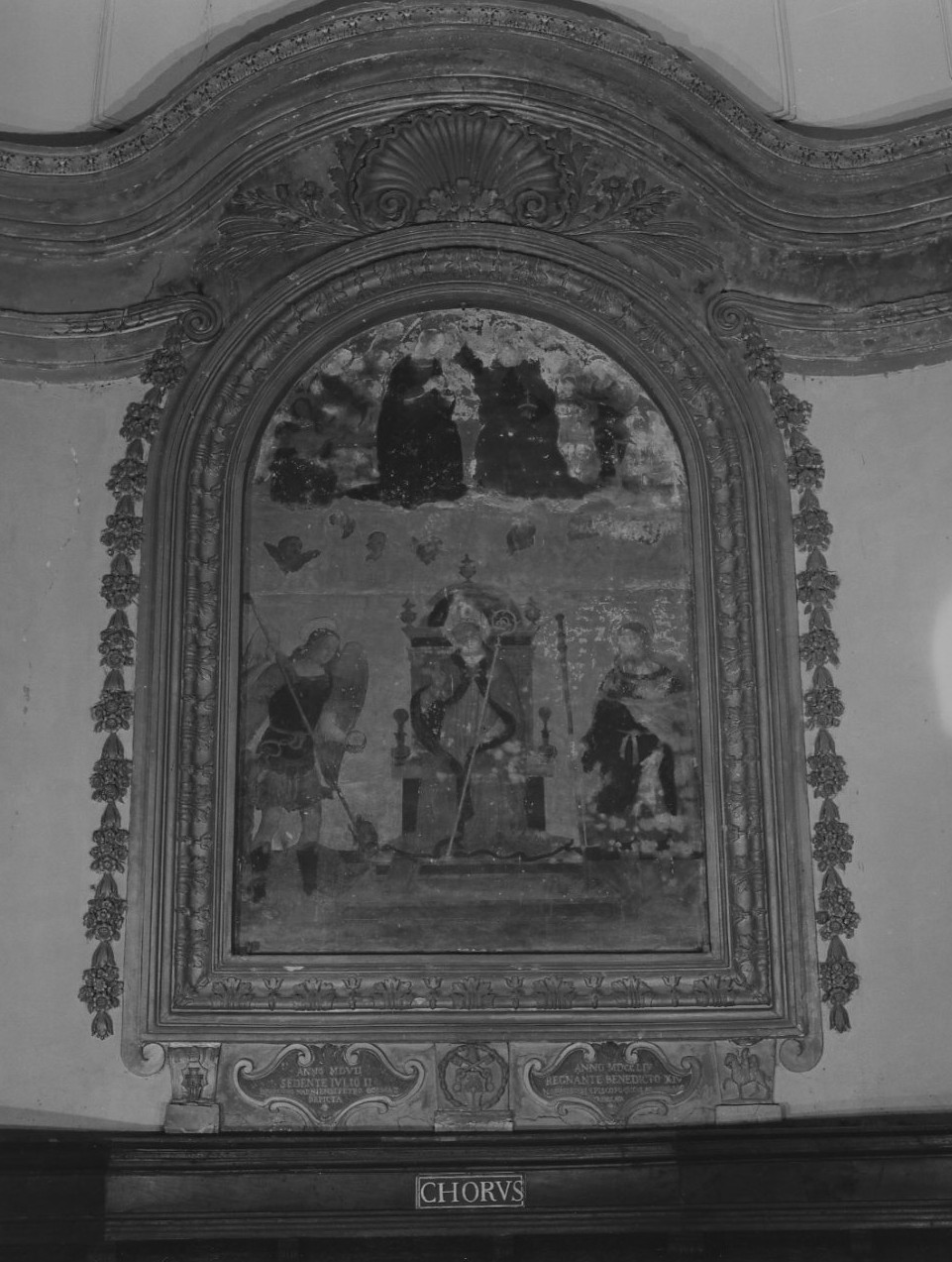 San Niccolò tra i SS. Raffaele, Arcangelo e Rocco (dipinto, opera isolata) di Aquili Evangelista (sec. XVI)