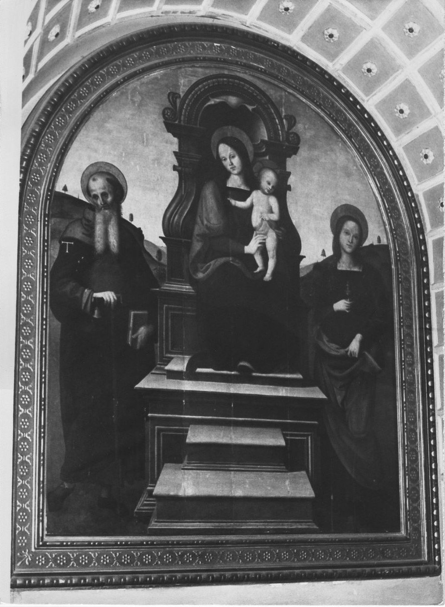Madonna con Bambino e Santi (dipinto, opera isolata) di Ibi Sinibaldo (attribuito) (sec. XVI)