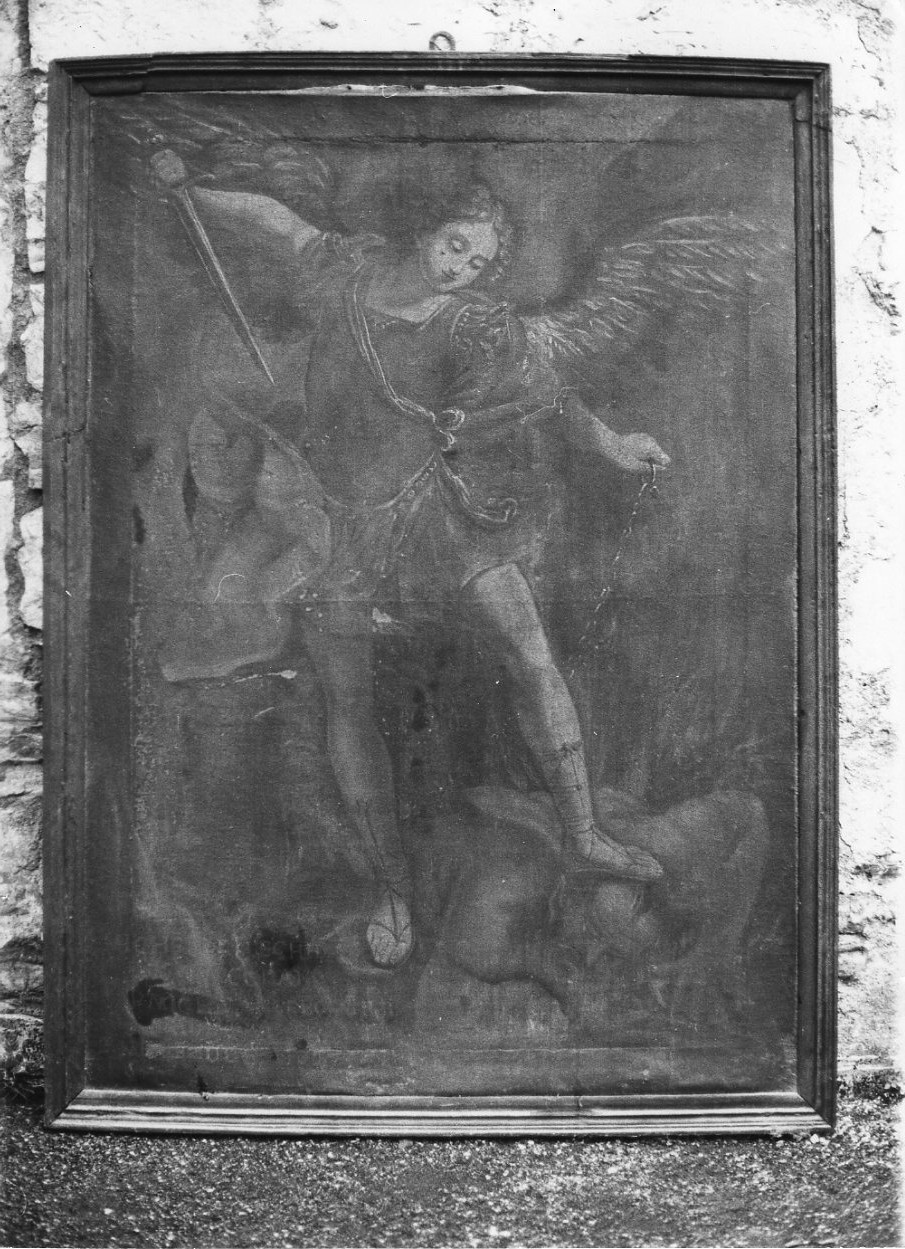 San Michele Arcangelo combatte Satana (dipinto, opera isolata) di Pileghi Michele (sec. XVII)